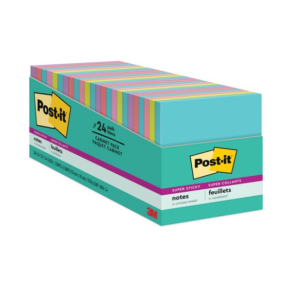 Post-It Pads in Miami Colors, 3 x 3, 70/Pad, PK24 654-24SSMIA-CP